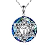 YFN Collar con colgante de estrella de David S925 de plata de ley S925 para mujeres y hombres, chapado en rodio, símbolo de hexagrama judío, regalo para aniversario, día de San Valentín