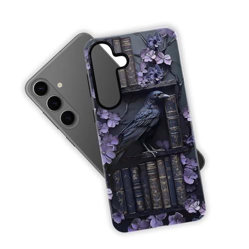 Jipsaaz Compatible with Samsung Galaxy S26,Glossy Dual-Layer Protection with Phone Case Cover - Purple Gothic Raven Bird Bookshelf by Jipsaaz - Used condition - Image 3