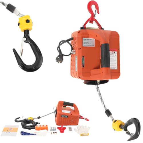 Elektrische Seilwinde 500KG, 1500W Elektrischer Seilzug Tragbarer Winden Hebezeuge 230V mit Drahtlose Fernbedienung 7.6m/25ft Maximale Hubhöhe für Anheben 5M/min
