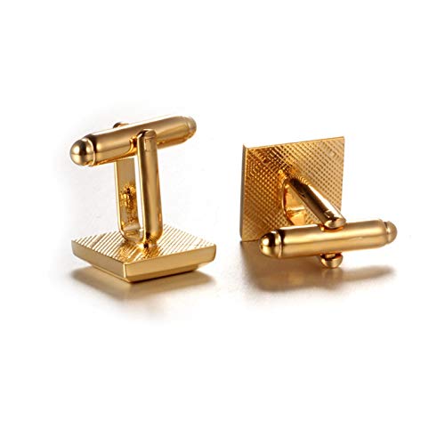 Mancuernillas cuadradas doradas para hombre KnBoB miniatura 4