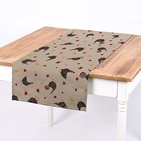 SCHÖNER LEBEN. Buena Vida. Camino de Mesa Pollo Amapola Natural Rojo Negro 40 x 160 cm Cover