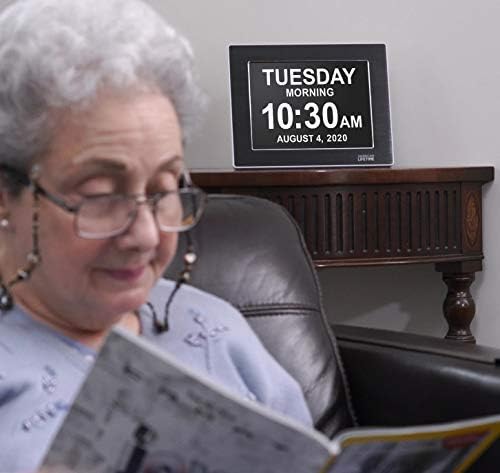 American Lifetime 【New 2023】 Dementia Clock Large Digital Clock for Seniors, Digital Clock Large Display with Custom Alarms, Clock with Day & Date for Elderly, Large Number Digital Clock White