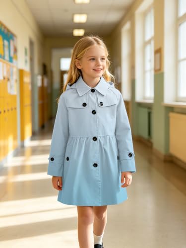 Image of Cromoncent Girl's Rain Jackets Waterproof Hoodie Trench Coat Cute Dress Coat Outerwear, 3-12 Years
