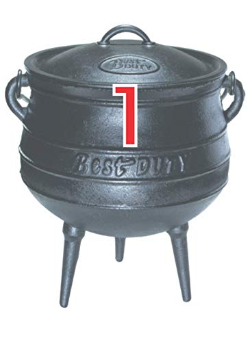 Best Duty Cast Iron Potjie Pot Size 1 - Include complementary Lid Lifter