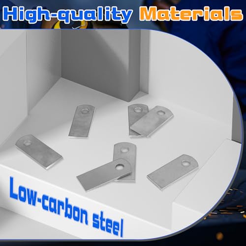 Image of Hicarer 60 Pcs Steel Weld on Tab Universal Shock Mount Flat Tab Brackets Steel Gusset Welding Accessories, with a 1 /2 inch Hole, 1 /4 inch Thick (Long Type)