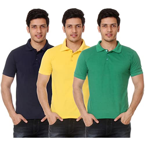 Image of Amazon Brand - Nora Nico Men's Cotton Pique Half Sleeves Solid Polo T Shirts-Pack of 3