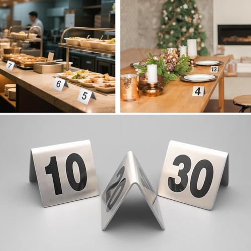Numeri Da Tavolo 1-10/20/30 Numeri Tavoli Ristorante Tabella Da Tenda In Acciaio Inossidabile Tavolo Segno, Numero Segnale Da Tavolo Doppio Lato, Per Decorazioni A Tema Per Ristoranti E Feste(71-80)
