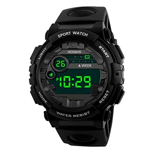 Men's Digital Sport Watch Electronic LED Fashion Waterproof Outdoor Casual Wrist Watch (Black)