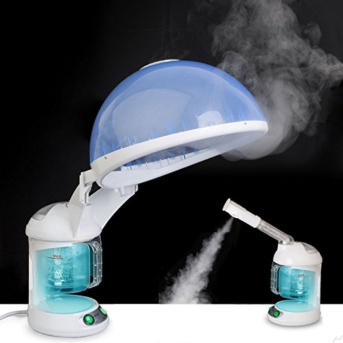 Ivation Portable Home Hair and Facial Steamer 2 in 1 Sauna Hot and Cool Mist Steam System Dual-Temperature Vaporizer, Ozone and Aromatherapy,White