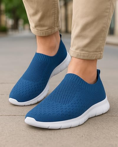 Image of Kraasa Tread Walking Shoes for Men | Knitted Slip-On Sneakers