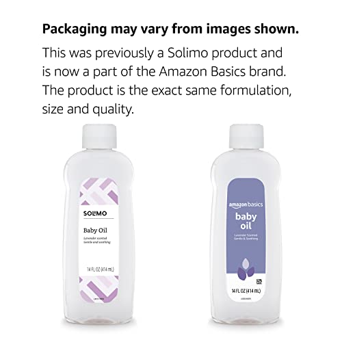 Image of Amazon Basics Baby Oil, Soothing Lavender Scented, Prevents Moisture Loss, 14 Fluid Ounce, 1-Pack (Previously Solimo)