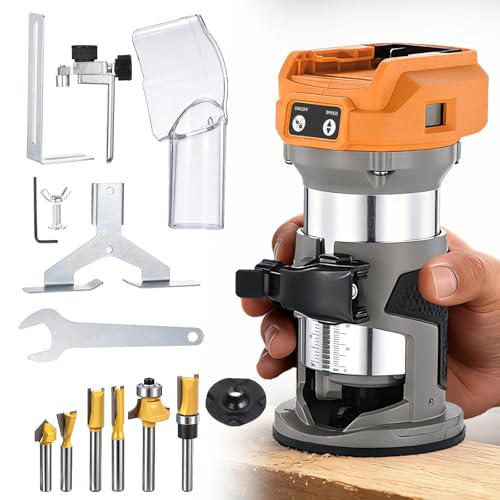 Cordless Wood Router for Dewalt 20V MAX Battery, 1000W Brushless Compact Palm Trimmer, 6 Variable...