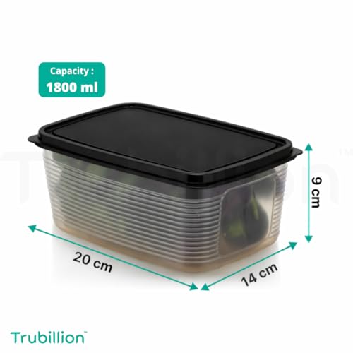 Image of PureChill Set of 6 Fridge Storage Containers 1800ml BPA Free Food Grade Plastic Stackable Transparent Boxes Freezer Safe for Vegetables Fruits Snacks Kitchen Made in India