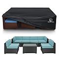 STARTWO Patio Furniture Covers Waterproof, Outdoor Furniture Set Cover for 7-12 Seats Sectional Sofa Table Chiars Anti-UV Tear-Resistant 500D Heavy Duty,110"x84"x28", Black