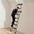 8 Steps Wall-Mounted Attic Ladder, 440lbs Retractable Folding Attic Staircase, Wall Mounted Folding Loft Ladder w/Pull Down System for Factory Buildings Garages & Rooftops (Black)