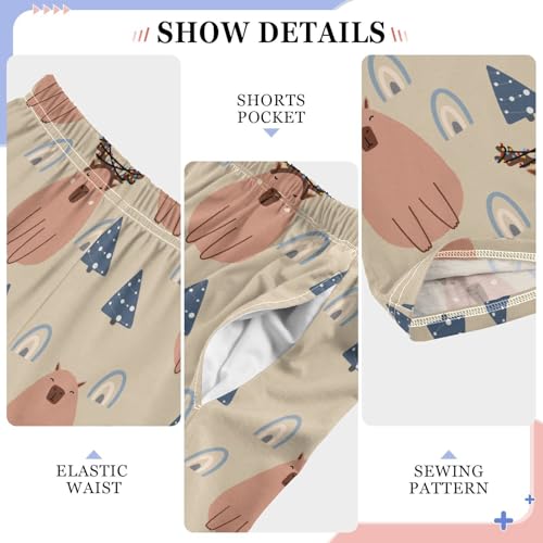 Boys' Pants Capybara Cute Blue Tree Long Bottoms Jogger Pants Elastic Waist Trousers with Pockets S-XL4