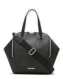 Calvin Klein Marble Triple Compartment Organizational Tote, Black/Silver