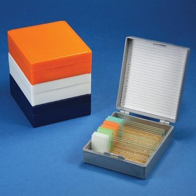 Globe Scientific 513075AST ABS Plastic Slide Storage Box for 25 Slides, Cork Lined, Assorted