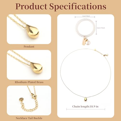 THEEVE Cute Pendant Dainty Gold Necklace for Women | 14k Gold & SIlver Plated Womens Necklaces with Bracelet | Small Love Waterproof Necklaces for Women2