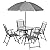 Outsunny 6 Piece Patio Dining Set for 4 with Umbrella, Outdoor Table and Chairs with 4 Folding Dining Chairs & Round Glass Table for Garden, Backyard and Poolside, Gray