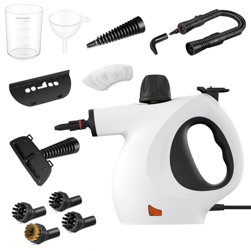 Handheld Steam Cleaner, 450ML Large Capacity Natural Surface Steam for Cleaning with 9 PCS Accessories, Multi-Purpose Steamer for Cleaning Floor, Upholstery, Grout and Car