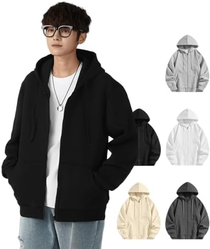（17:30時点） [SHANLIANG] パーカー メンズ 長袖 秋服 冬服 裏起毛 ジップ トレーナー 大きいサイズ ゆったり カジュアル 無地 トップス フード付き スウェット 複数色選び (JP, アルファベット, M, #1:ブラック)