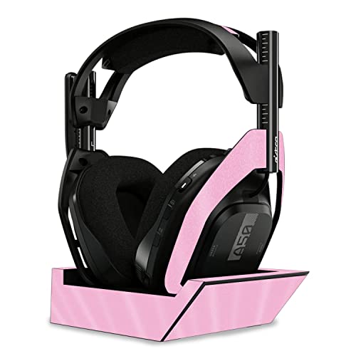 Image of MightySkins Glossy Glitter Skin Compatible with Astro A50 Wireless Headphones + Base Station (Gen 4) - Solid Pink | Protective, Durable High-Gloss Glitter Finish | Easy to Apply | Made in The USA