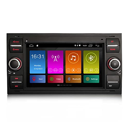 ERISIN 7 Pouces Android 11 Autoradio pour Ford C/S-Max Galaxy Kuga Focus Transit Support GPS Sat Nav Carplay Android Auto DSP Bluetooth WiFi Dab + TPMS 4-Core 2GB RAM + 32GB ROM