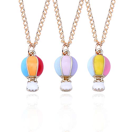 Preisvergleich Produktbild Mingjun 3 Stück Heißluftballon-Anhänger Halskette Bff Halskette Schlüsselbein Kette für Frauen Grils