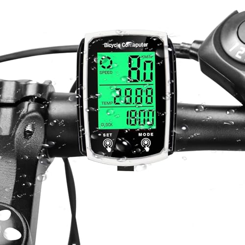 Compteur de Vélo Filaire avec 19 Fonctions, Ordinateur de Vélo Étanche IPX6 à Écran LCD Rétroéclairé, Démarrage/Arrêt Automatique, Compteur VTT Idéal pour Cyclisme sur Route et VTT, Accessoire Vélo