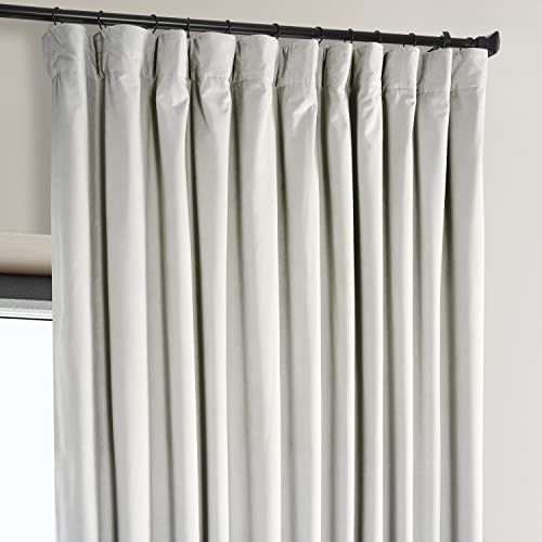Image of HPD Half Price Drapes Signature Plush Extra Wide Velvet Blackout Curtains for Bedroom (1 Panel),100W X 96L Hotel Black Out Curtains for Living Room, Thermal Insulated Blackout Curtains, Misty White