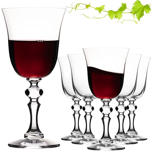 IMPERIAL Stilvolle Rotweingläser 220ml Serie 'Vintage' Set 6-Teilig Weingläser aus Crystalline Glas Spülmaschinenfest