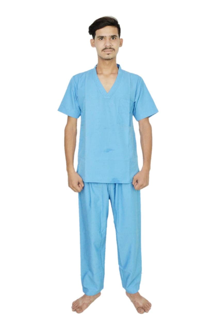 Jannat Unisex Viscose Polyester Scrub Suit (JI3-3_Blue_L)-picture-27
