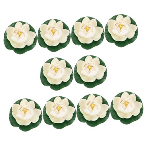 Cabilock 10 Piezas Loto De Hoja De Loto De Simulación Fuente Bomba De Estanque Solar Flores Flotantes para Centros De Mesa Flores Artificiales Flotantes para Piscina Juguete Nenúfar Espuma