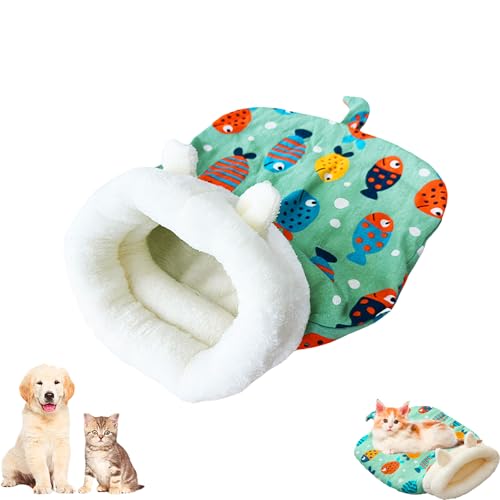 yikinb Cat Sleeping Bag,Soft Plush Large Cat Winter Sleeping Bag Cat Sack,Self Warm Cat Bed for Winter Cosy,360° Wrap Cat Bed Cave for Cats up to 8kg