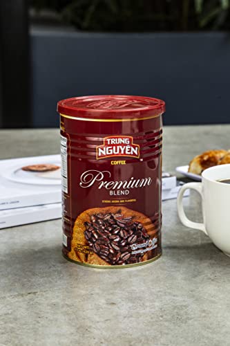 Trung Nguyen — Premium Blend — Roasted Ground Coffee Blend — Strong and Bold — Arabica & Robusta — Chocolate Flavor — Vietnamese Coffee, 15 oz Can (Pack of 2)