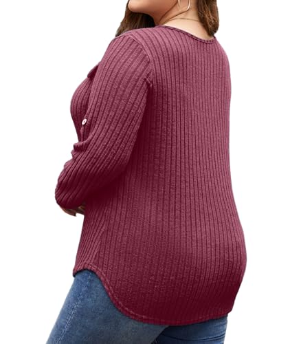Plus Size Sweaters for Women Lightweight 3/4 Sleeve Quarter Zip V Neck Ribbed Business Casual Blouses Tops2