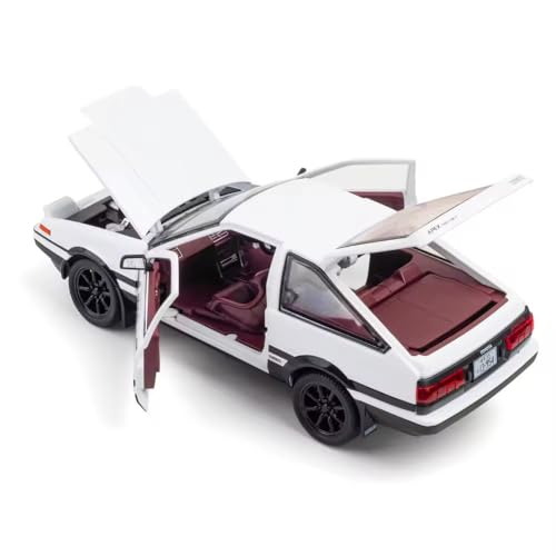 Image of WORSHIPER 1:24 Scale Toyota AE86 Die-Cast Model Car � Alloy Metal Pullback Toy Car with Openable Doors, Lights & Music � Luxury Sports Car Toy for Kids & Collectors (1:24 Toyota AE86-white Color)