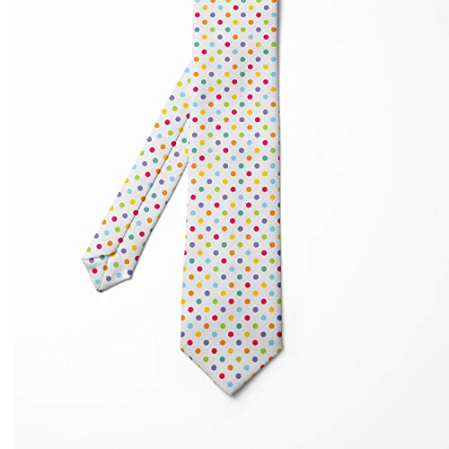 Ambesonne Men's Tie, Cheerful Design Polka Dot, 3.7", Magenta Yellow #TOP2