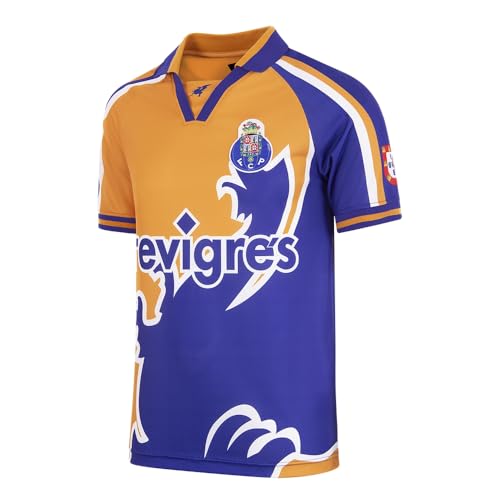Copa Football - Camiseta de Visitante - Hombre - FC Porto 1998/99 - Retro - Manga Corta - Naranja/Azul - 100% poliéster - Talla XL