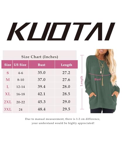 Kuotai Womens Long Sleeve T Shirts Casual Crew Neck Blouses Tunic Tops For Leggings With Pocket thumb #3