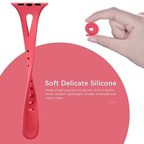 Image of Getino Slim Band Compatible with Apple Watch 40mm 38mm 41mm 42mm 44mm 45mm 46mm 49mm iWatch SE Ultra Series 11 10 9 8 7 6 5 4 3 2 1, Silicone Slim Sport Bands Women, Black /Starlight /Light Orange /Red