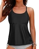 Holipick Womens Tankini Swim Top Only Tankini Bathing Suit Tops No Bottom Black