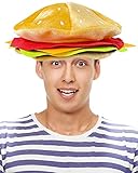 Wittocs Funny Hamburger Hat Adult Cheeseburger Headwear Fun Fast Food Party Costume Supplies Halloween Crazy Role Play Hat Dress Up Hats for Adult Teens