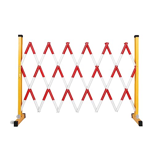 Expandable Mobile Security Barrier - Folding Pedestrian Safety Gate with Wheels Flexible Outdoor Traffic Fence for Driveway & Road Use (Yellow & Black 6.6x3 ft)