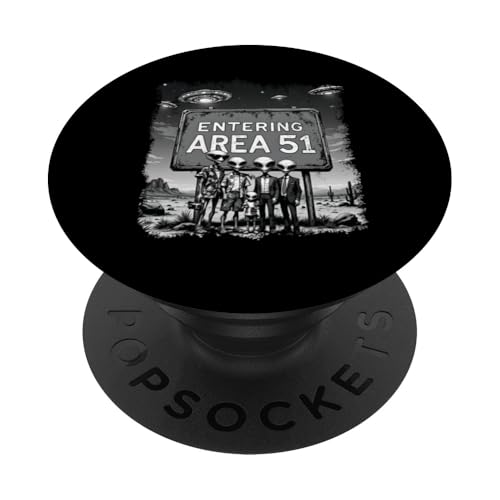 Foto de grupo de extraterrestres entrando en el área 51 Funny UFO UAP Conspiración PopSockets PopGrip Adhesivo