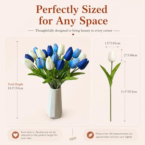 Image of Mandy's 20pcs Artificial Shades of Blue Tulips