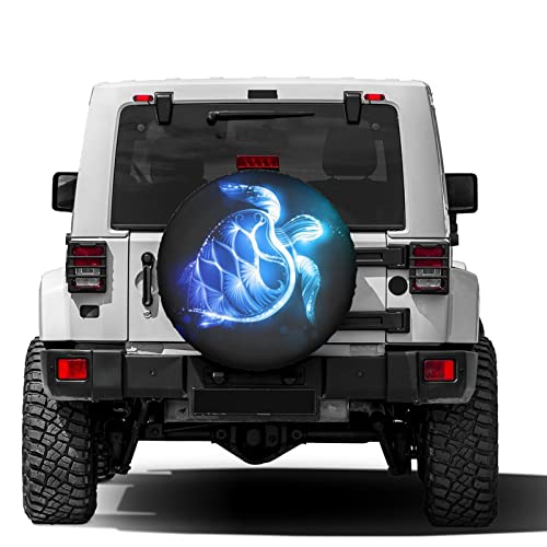 Image of Blue Sea Turtle Pattern Spare Tire Cover Dust-Proof Wheel Tire Cover Fit Trailer, RV, SUV and Many Vehicle 15 Inch