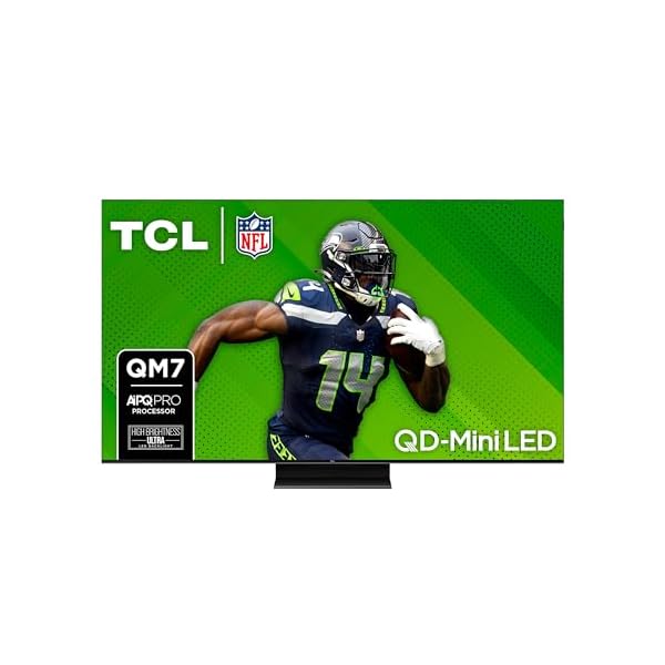 TCL 55-Inch QM7 QLED 4K Smart QD-Mini LED TV with Google TV (55QM751G, 2024 Model) Dolby Vision IQ, Dolby Atmos, HDR, Game Accelerator up to 240Hz, Voice Remote, Works with Alexa, Streaming Television