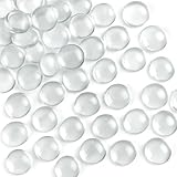 FUTUREPLUSX 1LB Clear Flat Glass Marbles, Vase Filler Glass Pebbles Floral Beads Table Aquarium Gravel Decoration DIY Craft